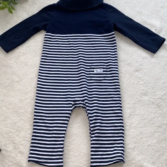 Janie and Jack Navy and White Striped Baby Romper EUC 6-12M - Picture 8 of 9